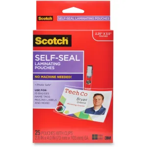 Scotch Self-Laminating ID Clip-Style Pouches