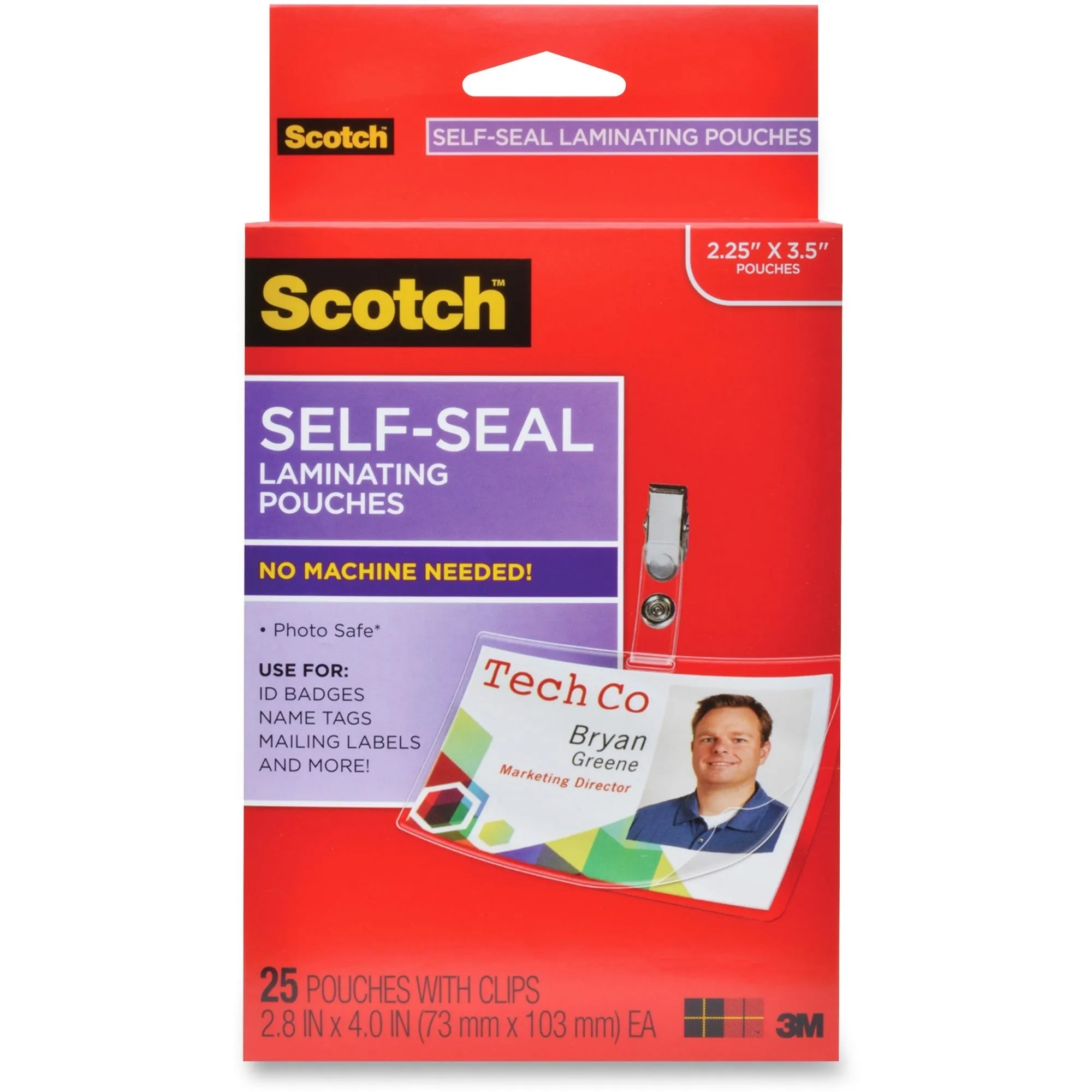 Scotch Self-Laminating ID Clip-Style Pouches