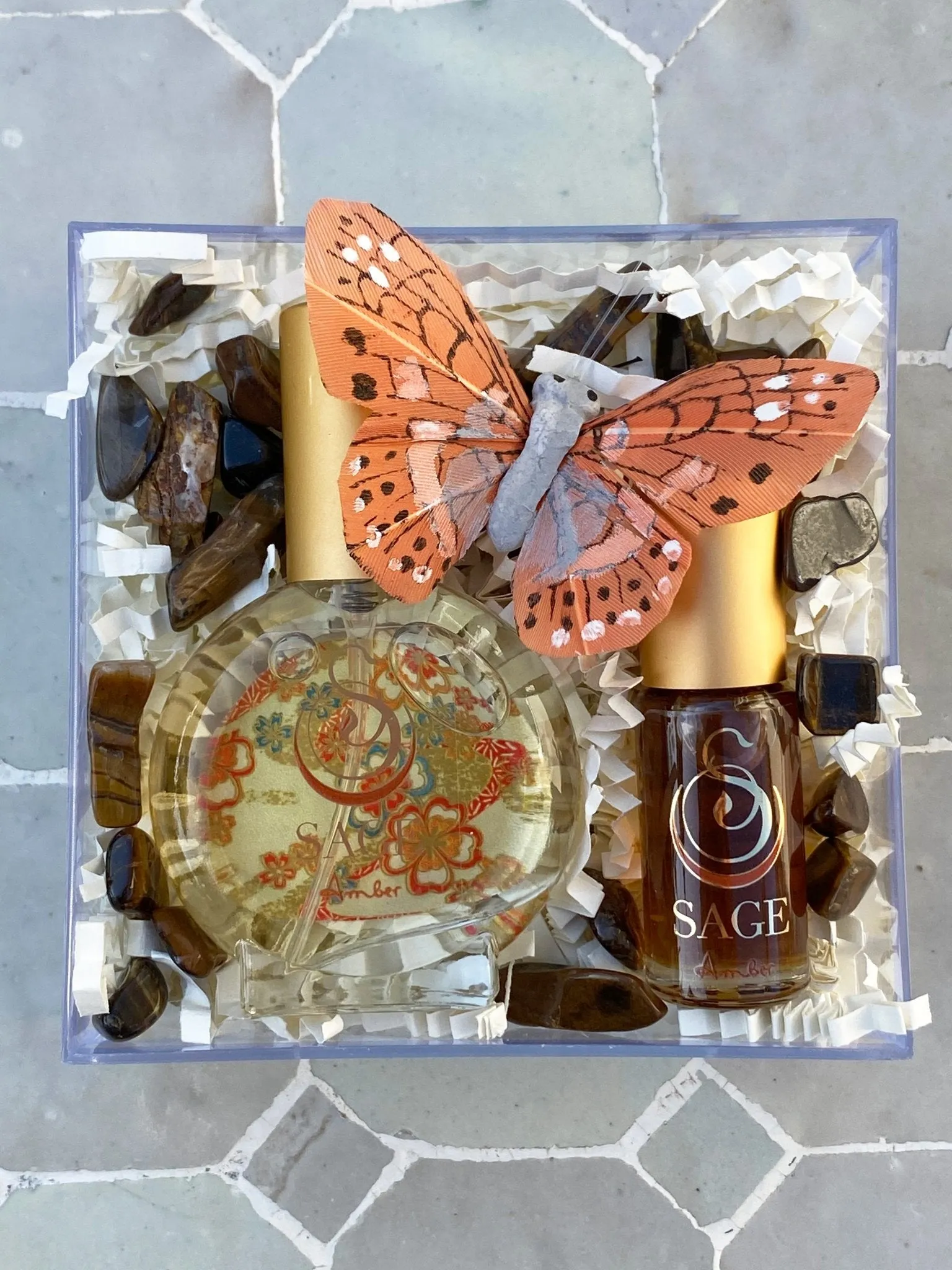 Secret Garden INDULGE Gift Set ~ 1/2 oz Organic Eau de Toilette Mini & 1/8 oz Perfume Oil Concentrate Roll-On with Gemstones