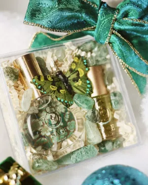 Secret Garden INDULGE Gift Set ~ 1/2 oz Organic Eau de Toilette Mini & 1/8 oz Perfume Oil Concentrate Roll-On with Gemstones
