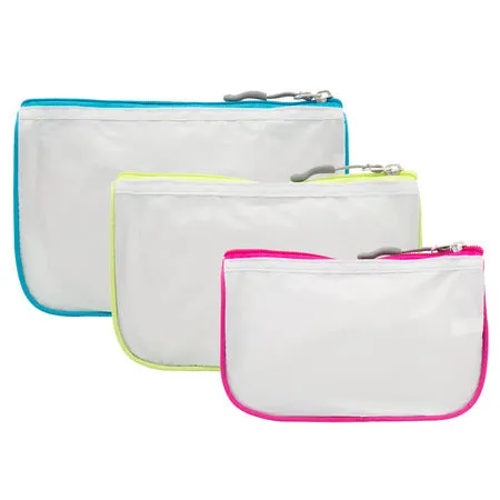 Set of 3 Assorted Piped Pouches