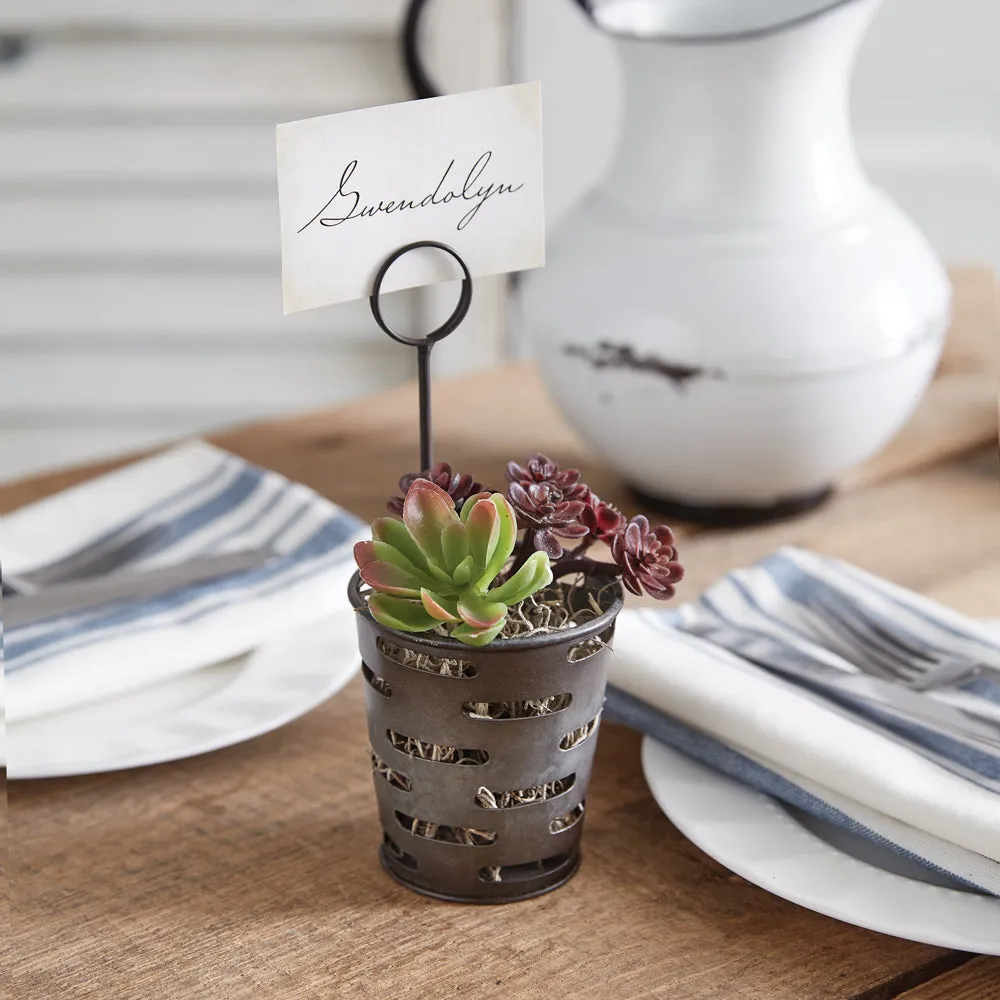 Set of 4 Rustic Olive Bin Place Card Holders