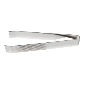 Silver Plated Ribbed Design Ice Tongs