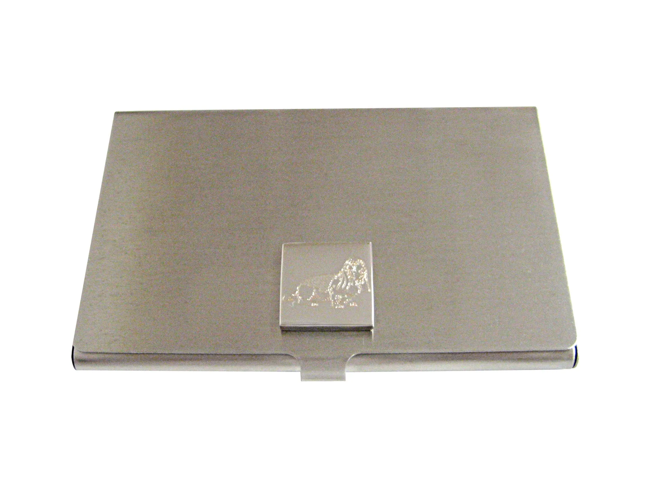 Silver Toned Etched Bloodhound Dog Business Card Holder