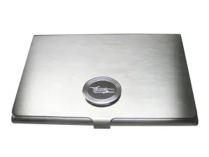 Silver Toned Etched Oval Chinook Helicopter Business Card Holder