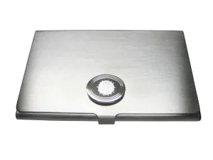 Silver Toned Etched Oval Enveloped Virus Business Card Holder