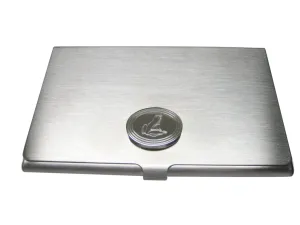 Silver Toned Etched Oval Frog Business Card Holder