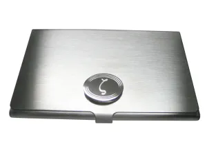Silver Toned Etched Oval Greek Letter Zeta Pendant Business Card Holder