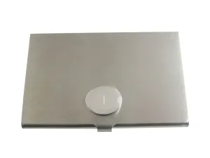 Silver Toned Etched Oval Letter I Monogram Business Card Holder