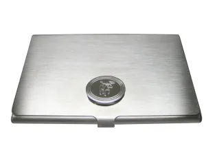 Silver Toned Etched Oval Moose Business Card Holder
