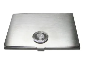 Silver Toned Etched Oval Rafflesia Arnoldii Carnivorous Plant Business Card Holder