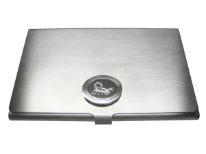 Silver Toned Etched Oval Scorpion Business Card Holder