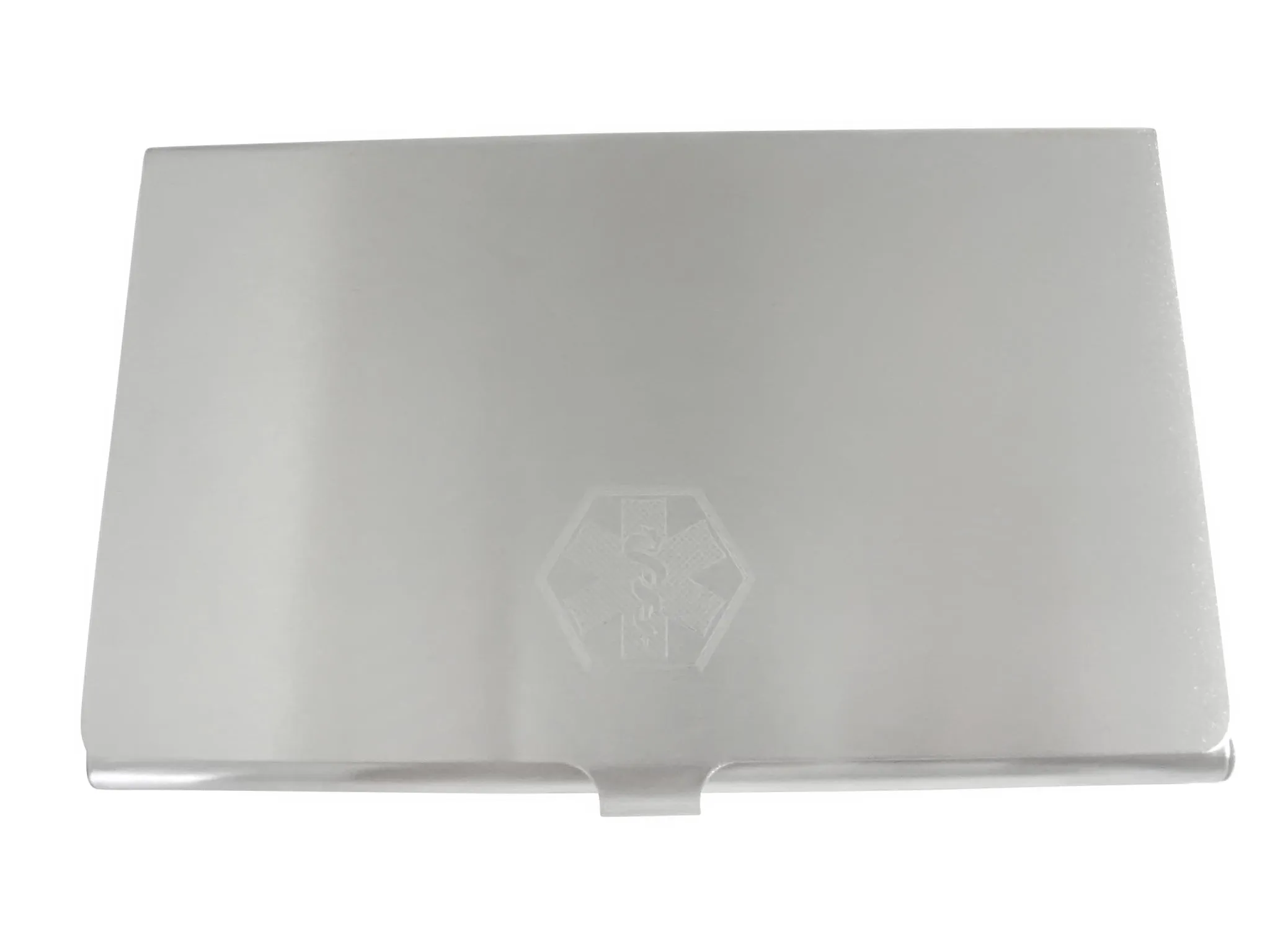 Silver Toned Etched Paramedic Star of Life Symbol Business Card Holder