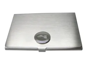 Silver Toned Oval Etched Guppy Fish Business Card Holder