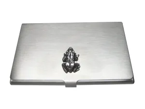 Silver Toned Small Detailed Frog Toad Business Card Holder