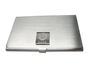 Silver Toned Square Pendant Etched Doge Coin Cryptocurrency Blockchain Business Card Holder