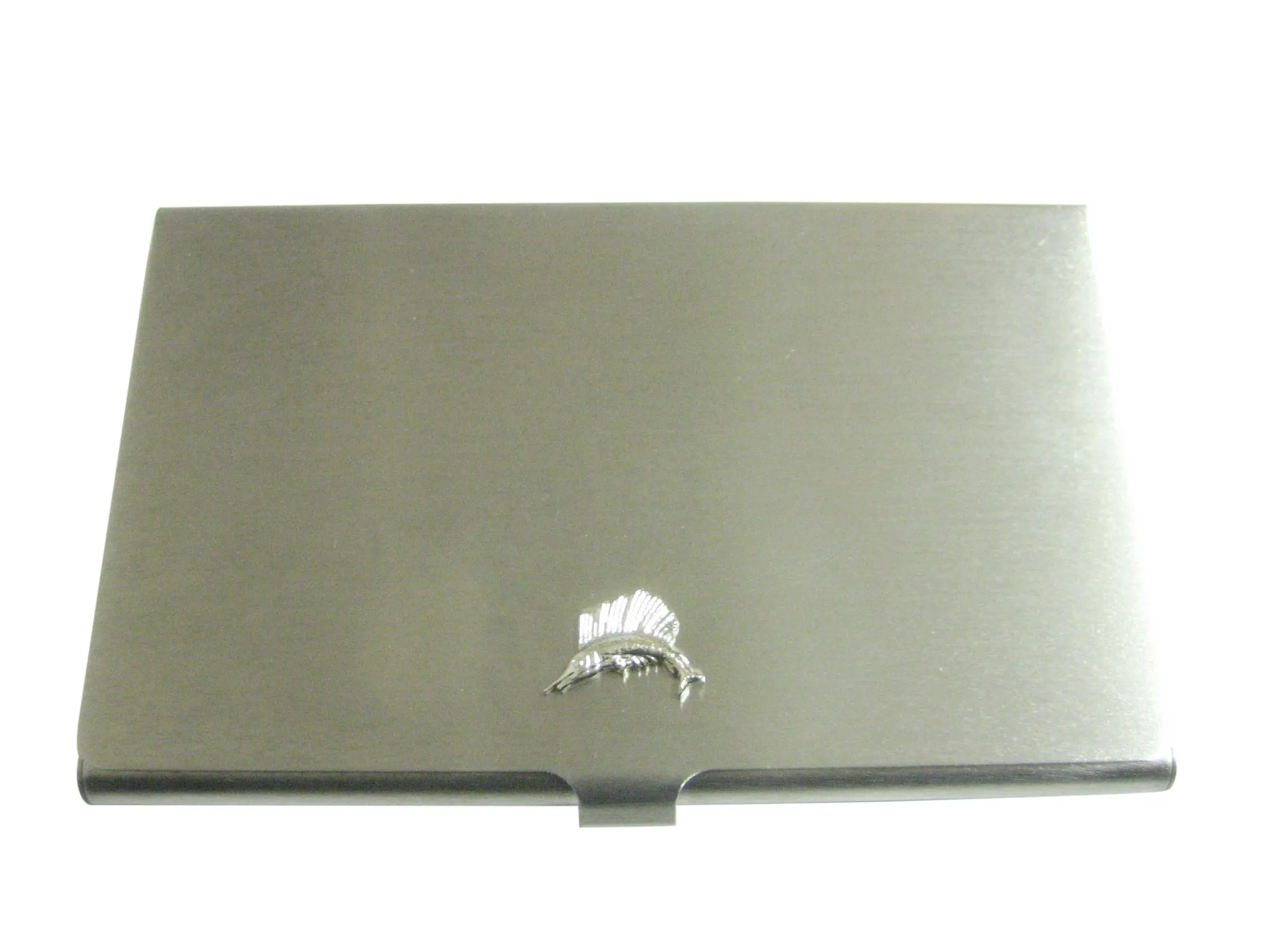 Silver Toned Tiny Marlin Sail Fish Pendant Business Card Holder