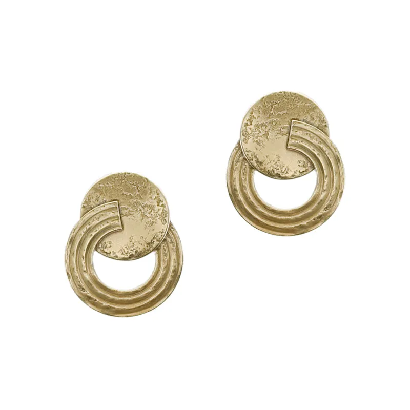 Small Disc with Split Patterned Ring Post Earring