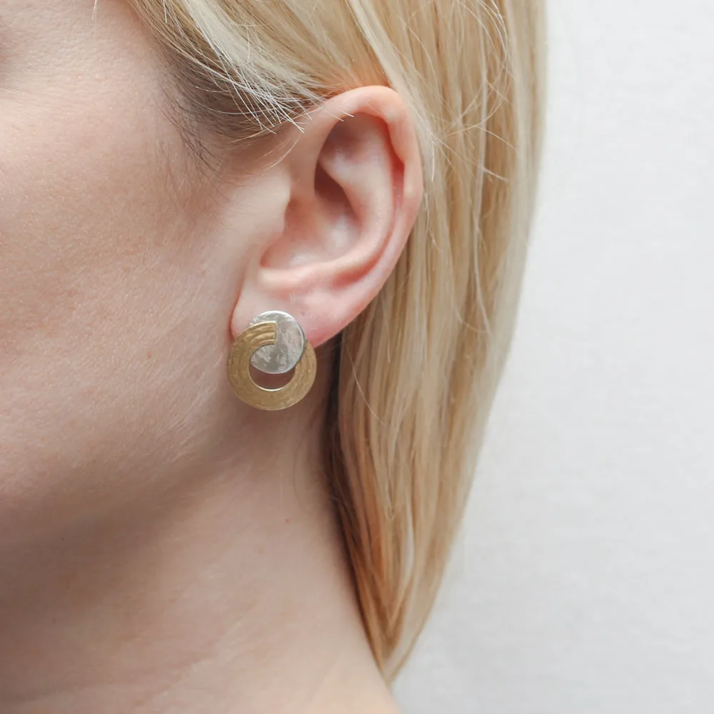 Small Disc with Split Patterned Ring Post Earring