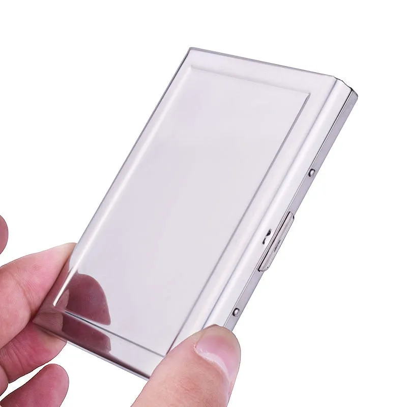 Stainless Steel Metal Card Case Box Men Women Business Slim Credit Card Holder Protector Wallet Cover Coin Purse Aluminum