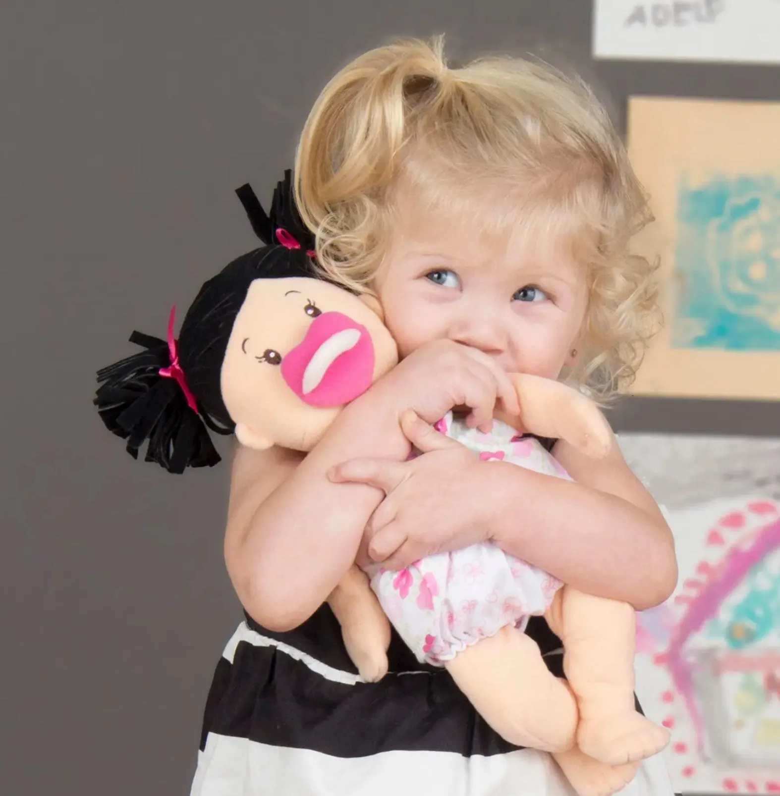 Stella Collection - Baby Stella - Brunette Doll w/Pink Flower Dress