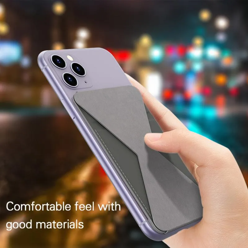 Sticky Invisible Mobile Phone Holder Cellphone Stand Foldable Smartphone Desk Mount Magnetic Ring Buckle red
