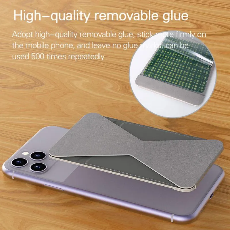 Sticky Invisible Mobile Phone Holder Cellphone Stand Foldable Smartphone Desk Mount Magnetic Ring Buckle red