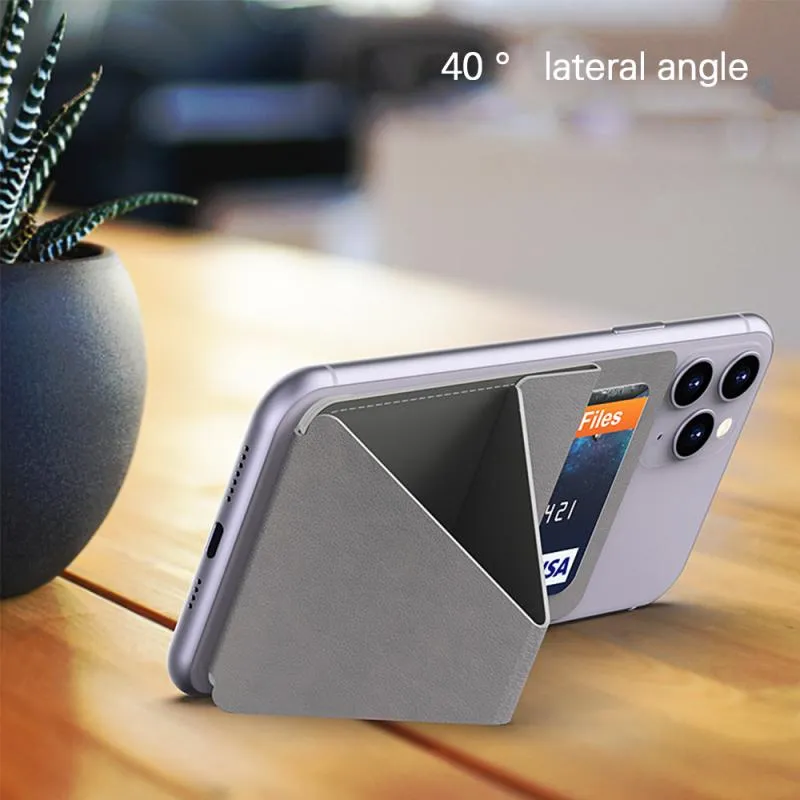 Sticky Invisible Mobile Phone Holder Cellphone Stand Foldable Smartphone Desk Mount Magnetic Ring Buckle red