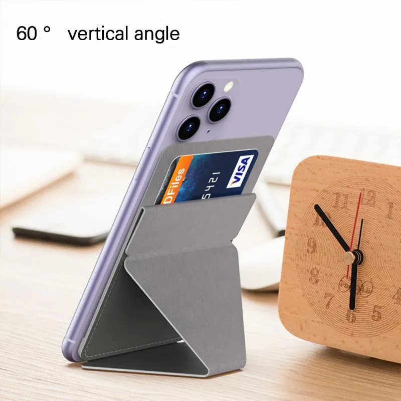 Sticky Invisible Mobile Phone Holder Cellphone Stand Foldable Smartphone Desk Mount Magnetic Ring Buckle red