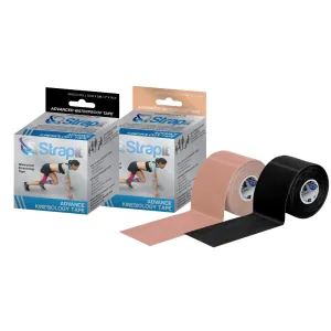 Strapit ADVANCE Waterproof Kinesiology Tape - BEIGE & BLACK - 2 PACK MULTIBUY