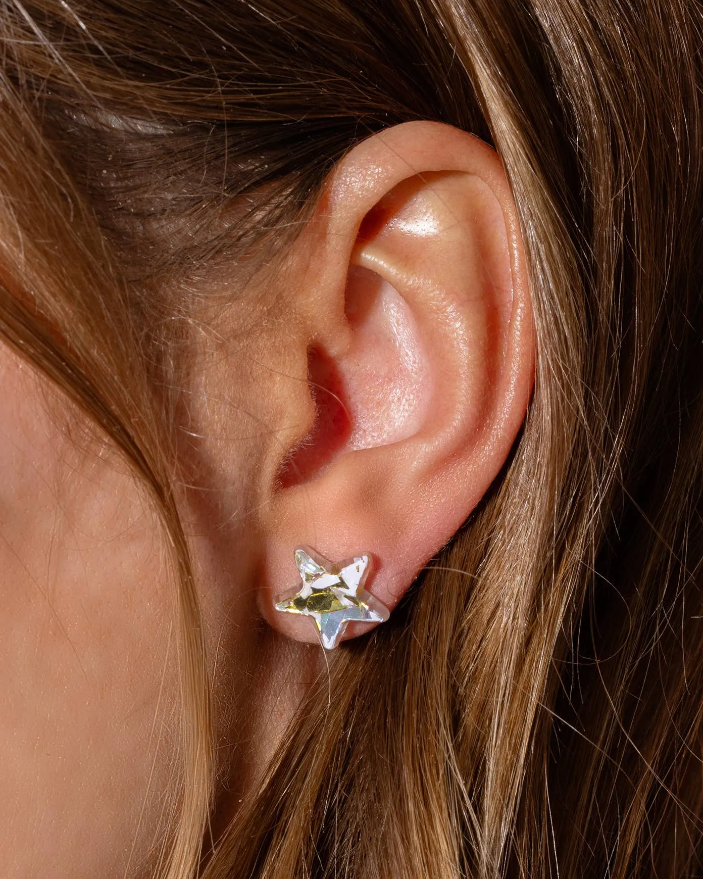 Stud Earrings - Acrylic Stars - Gold   Silver Confetti