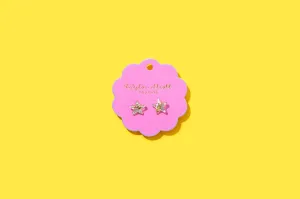 Stud Earrings - Acrylic Stars - Gold   Silver Confetti