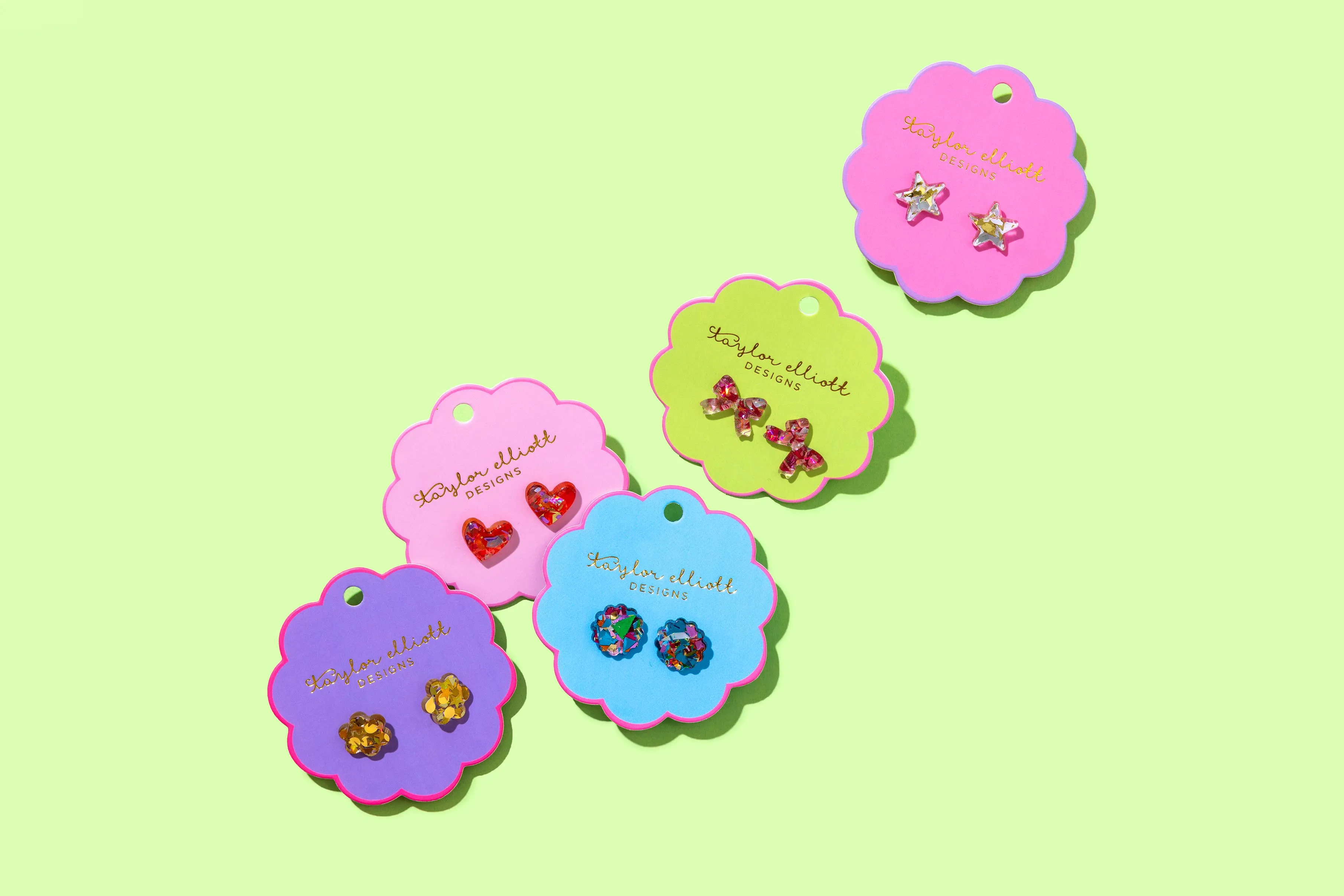 Stud Earrings - Acrylic Stars - Gold   Silver Confetti