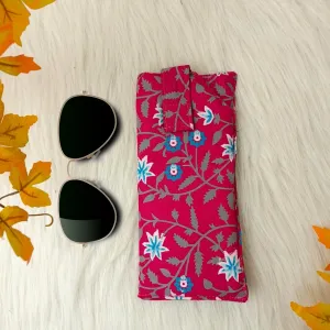 Sunglass Pouch Pink With Floral Design