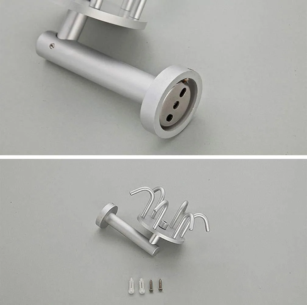 Sunsign Rotating Hook, 6 Hook Rotating Bracket| Wall Hook| for Belt Scarves/Ties/Handbags| Multi-Purpose Rotary Hook (Space Aluminum)