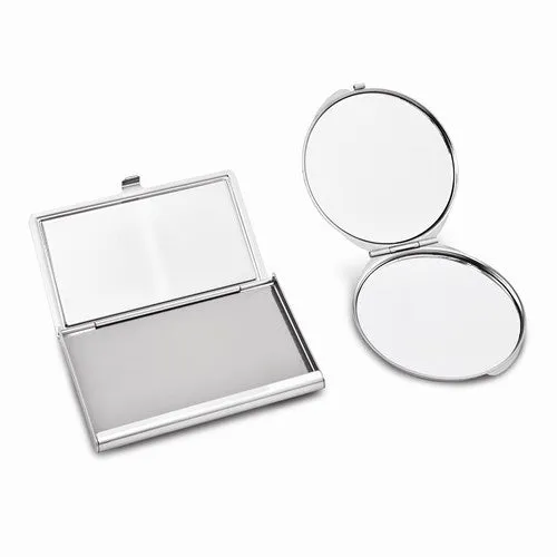 Swirl Crystal and Black Enamel Card Case And Mirror Gift Set