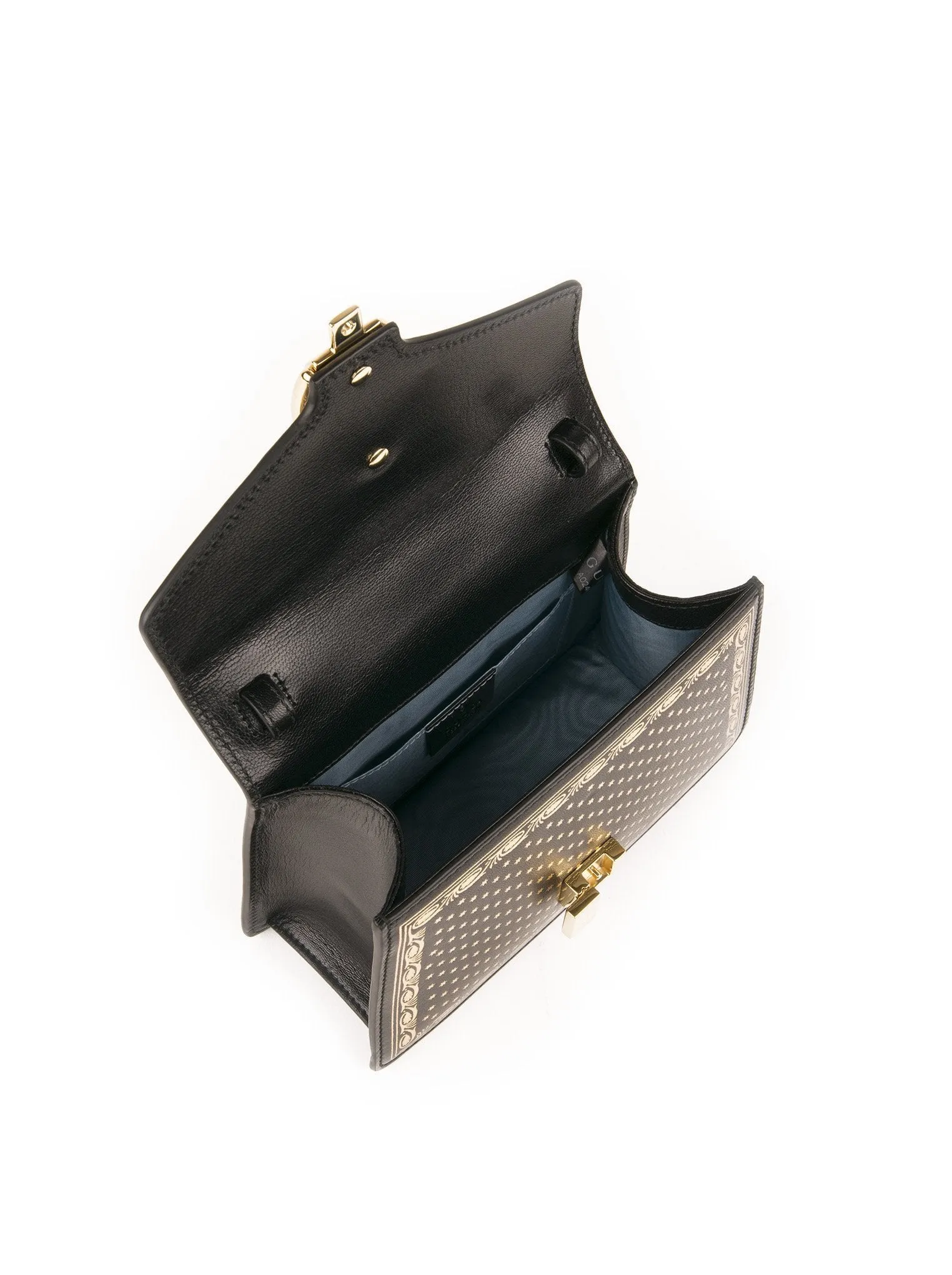 Sylvie Small Stars Leather Top-Handle Bag - Black / Gold