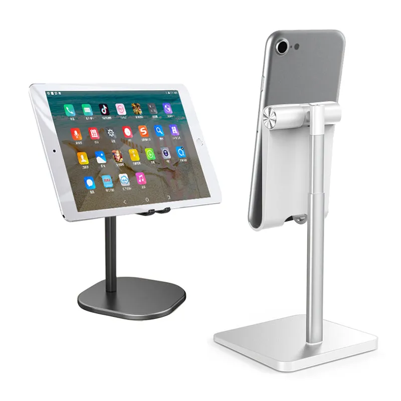 Telescopic Desk Mobile Phone Holder Stand for IPhone IPad Adjustable Metal Desktop Tablet Holder Gray-Standard Edition