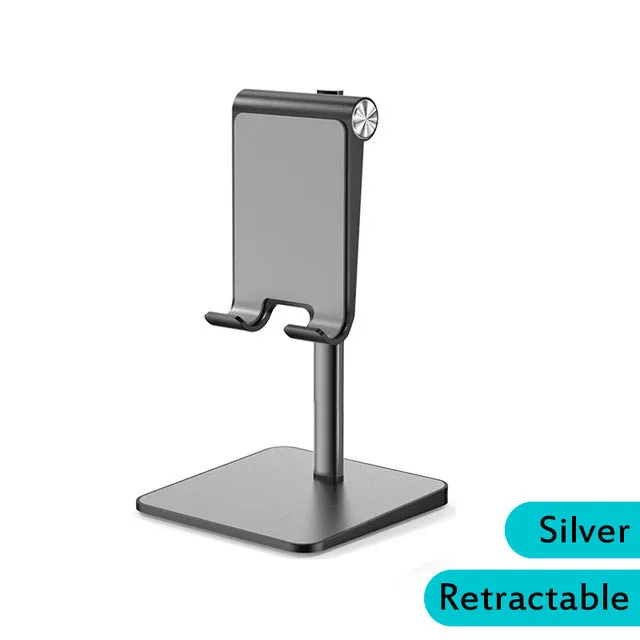 Telescopic Desk Mobile Phone Holder Stand for IPhone IPad Adjustable Metal Desktop Tablet Holder Gray-Standard Edition