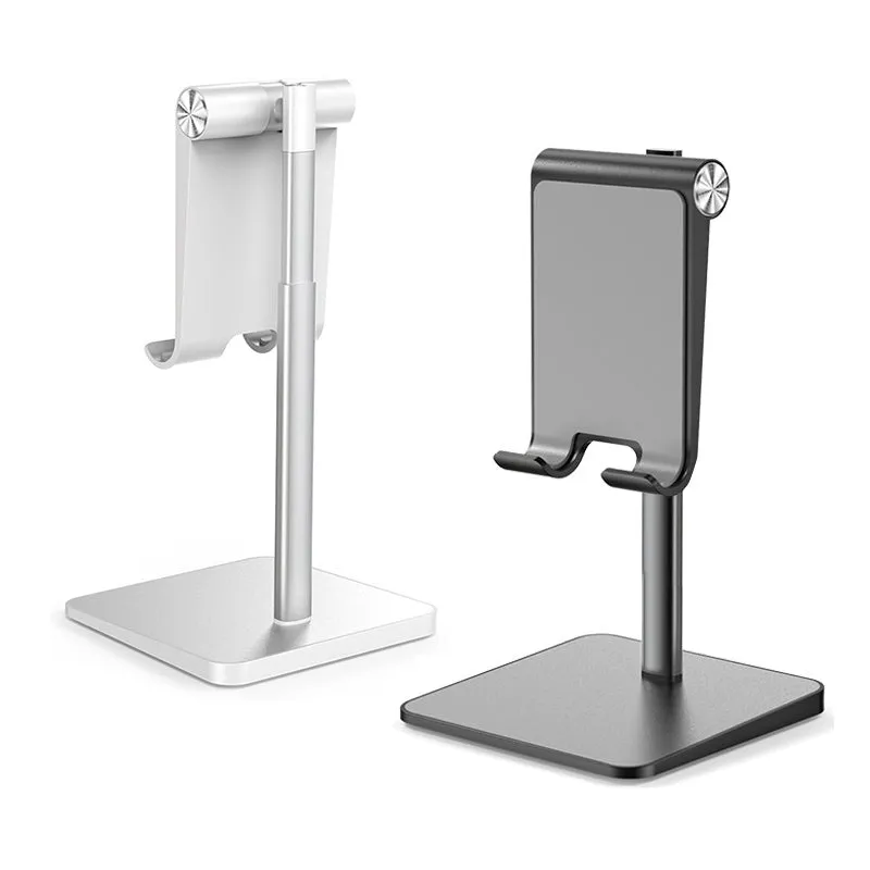 Telescopic Desk Mobile Phone Holder Stand for IPhone IPad Adjustable Metal Desktop Tablet Holder Gray-Standard Edition