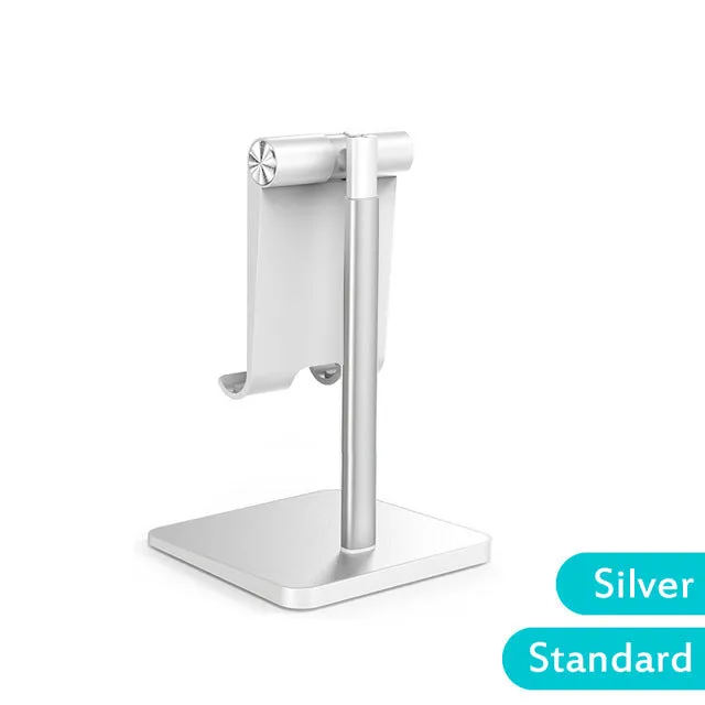 Telescopic Desk Mobile Phone Holder Stand for IPhone IPad Adjustable Metal Desktop Tablet Holder Gray-Standard Edition