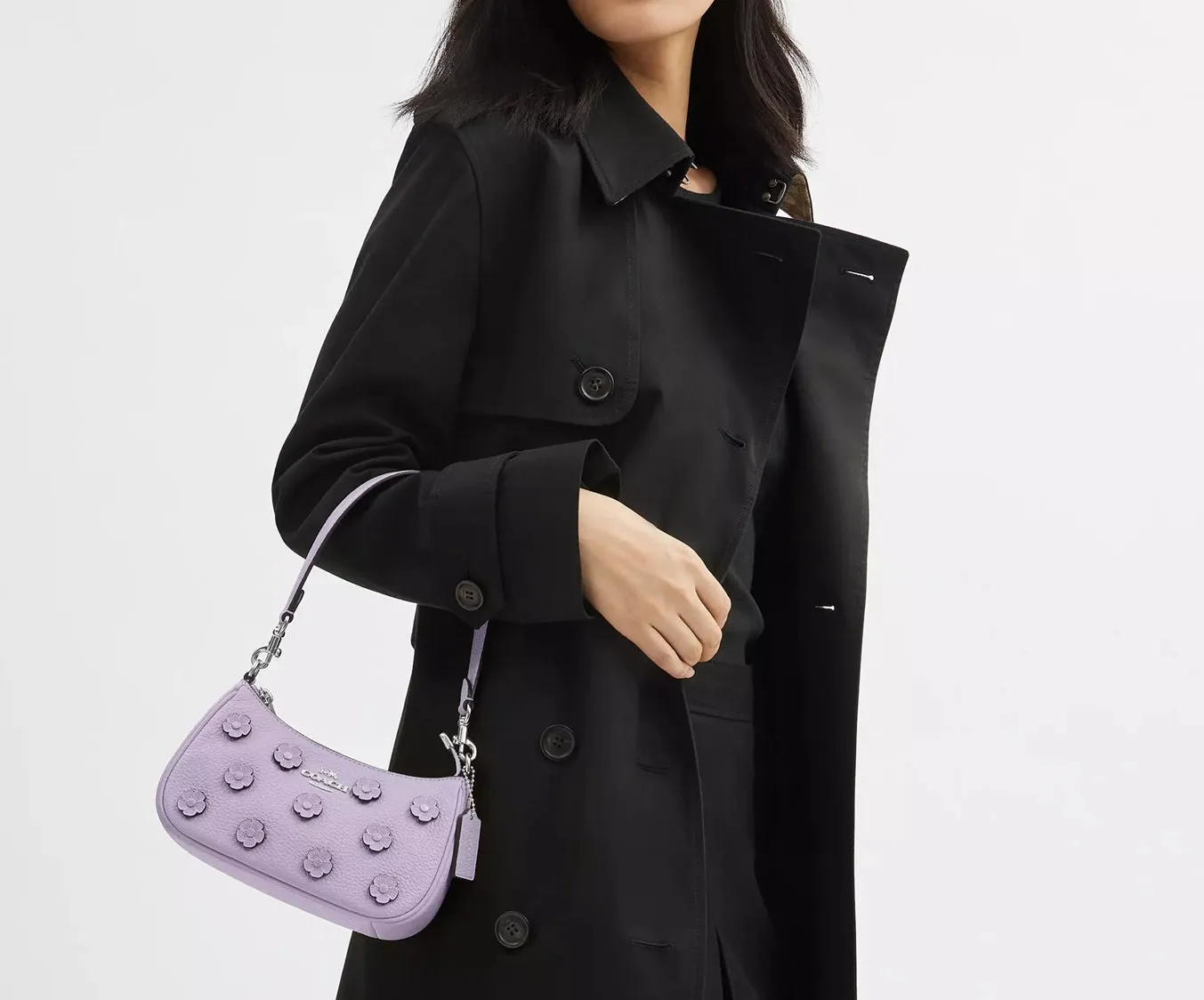 Teri Mini Crossbody Bag With Floral Applique Lilac Coach