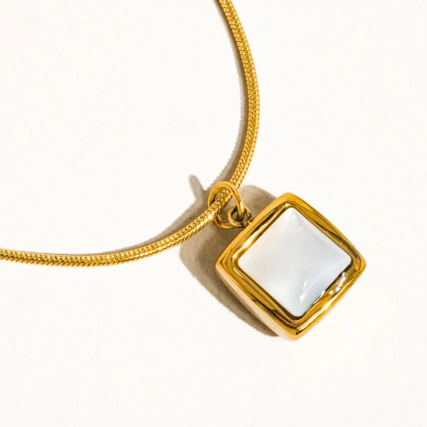 The Berenice 18K Gold Square Shell Necklace