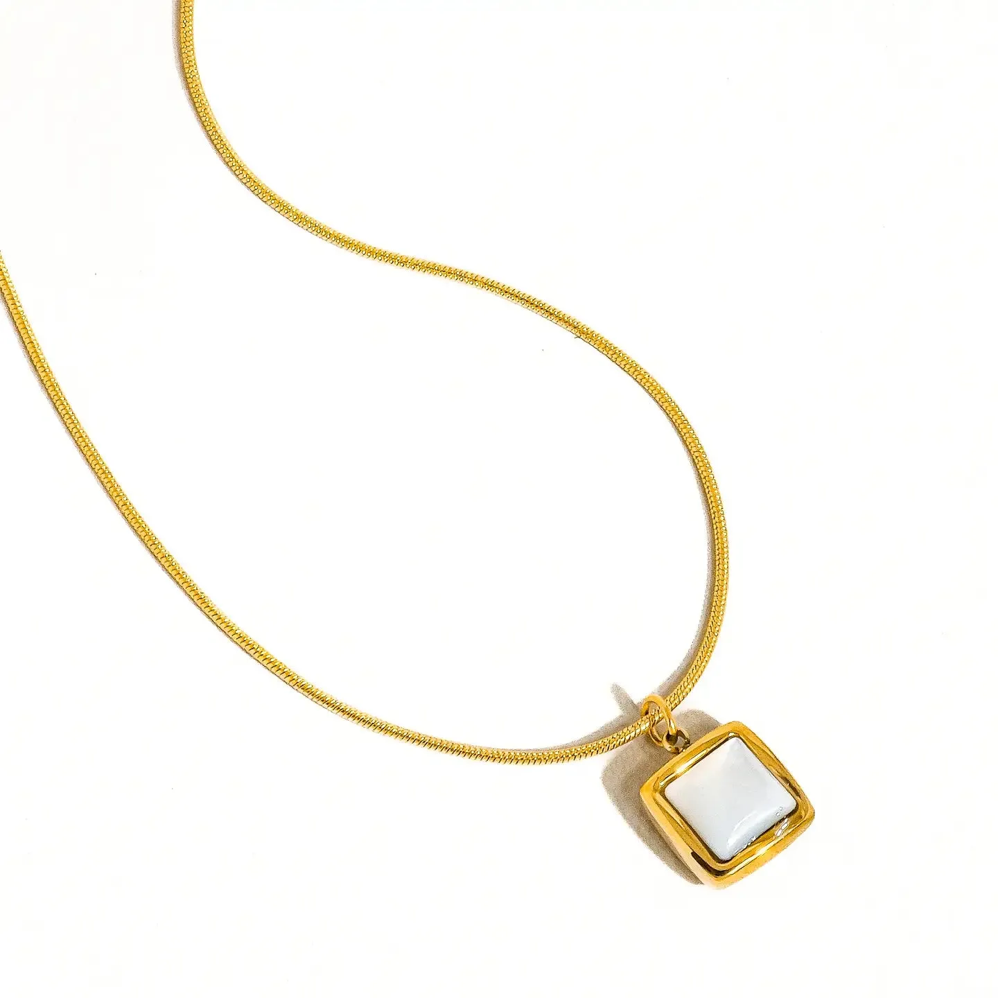 The Berenice 18K Gold Square Shell Necklace