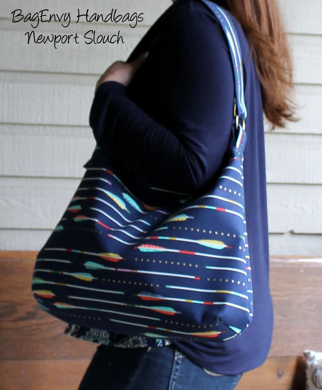 The Snoho Slouch Bag - Beaded Stripes in Black with Vegan Leather
