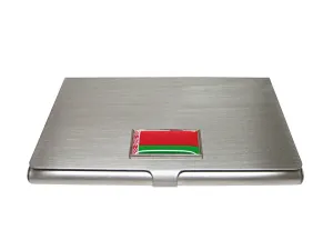 Thin Bordered Belarus Flag Pendant Business Card Holder