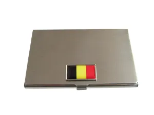 Thin Bordered Belgium Flag Pendant Business Card Holder