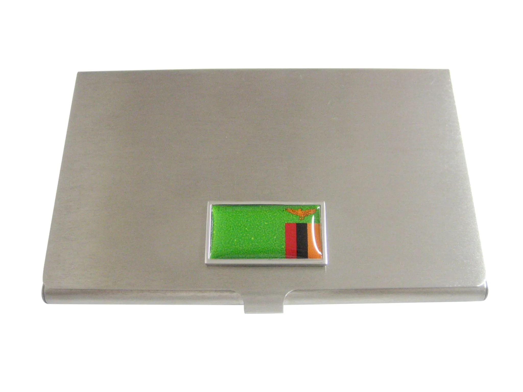 Thin Bordered Zambia Flag Business Card Holder