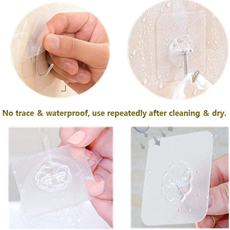 Transparent Hooks for Bathroom Self Adhesive Door Wall Hook Hanger Suction for Kitchen Storage Garlands Towel Hanging Hooks