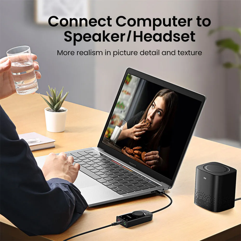 UGREEN CM129 USB External Stereo Sound Card Adapter - 15cm Black
